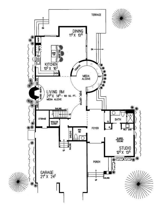 House Blueprint - Contemporary Floor Plan - Main Floor Plan #72-904