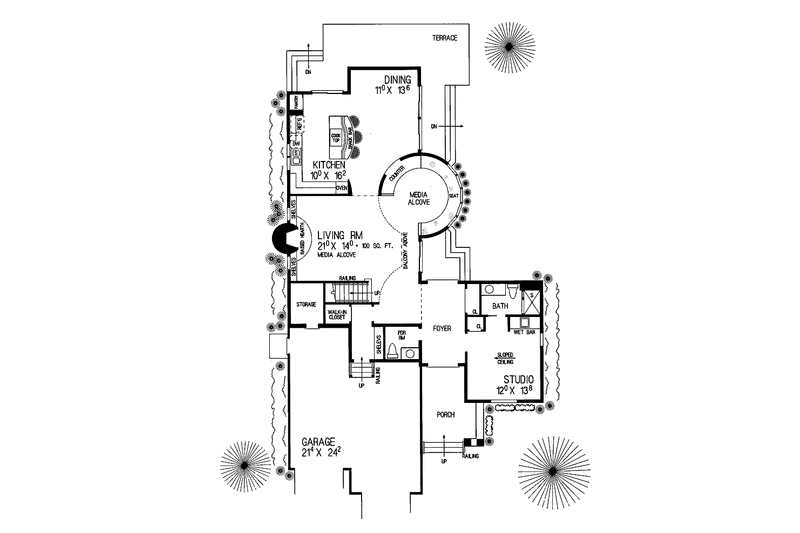 Home Plan - Floor Plan - Main Floor for Contemporary House Plan #72-904 - 3 bed, 3.5 bath