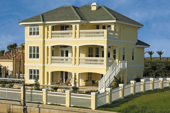 Exterior - Rear Elevation for Mediterranean House Plan #930-16 - 3 bed, 3.5 bath