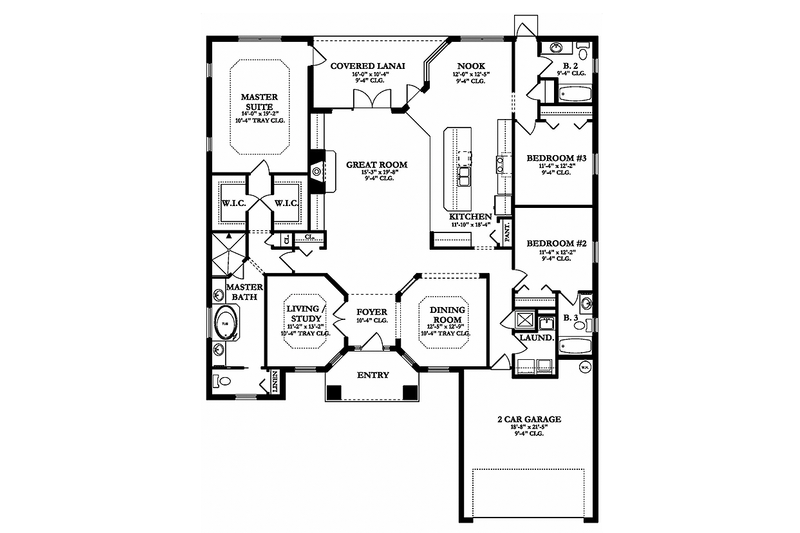 House Design - Floor Plan - Main Floor for Adobe / Southwestern House Plan #1058-134 - 3 bed, 3 bath