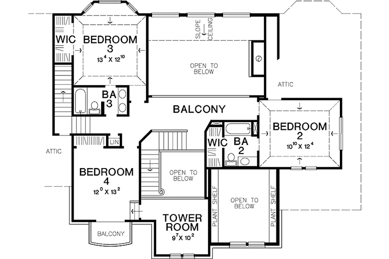 Home Plan - Floor Plan - Upper Floor for Mediterranean House Plan #472-320 - 4 bed, 3 bath