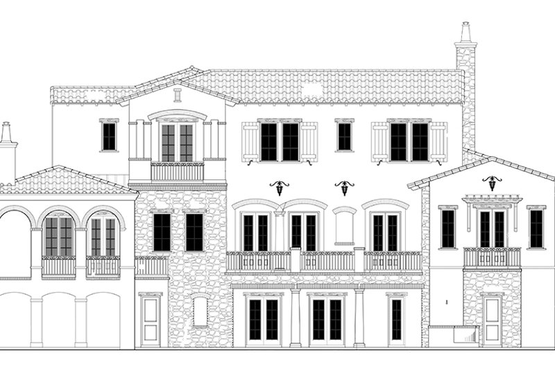 Architectural House Design - Exterior - Rear Elevation for Mediterranean House Plan #1058-85 - 5 bed, 5 bath