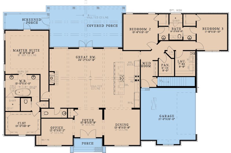 House Blueprint - Floor Plan - Main Floor for Modern House Plan #923-344 - 3 bed, 2.5 bath