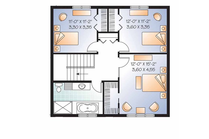 Home Plan - Floor Plan - Upper Floor for Traditional House Plan #23-2506 - 3 bed, 1.5 bath
