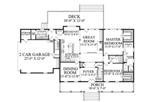 Floor Plan - Main Floor for Country House Plan #137-366 - 4 bed, 3 bath