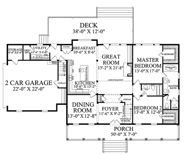Country Floor Plan - Main Floor Plan #137-366