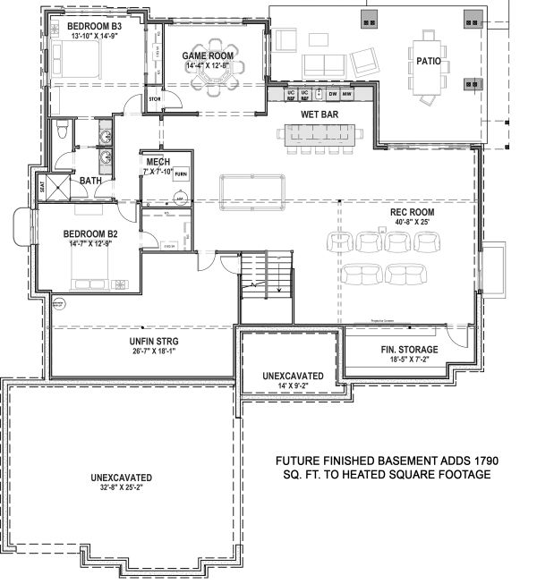 Architectural House Design - Farmhouse Floor Plan - Lower Floor Plan #1069-20