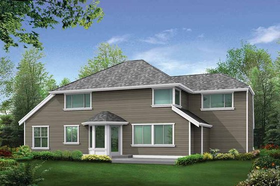 Exterior - Rear Elevation for Colonial House Plan #132-269 - 3 bed, 2.5 bath