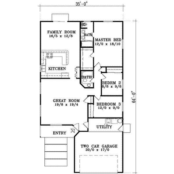 Ranch Floor Plan - Main Floor Plan #1-1271