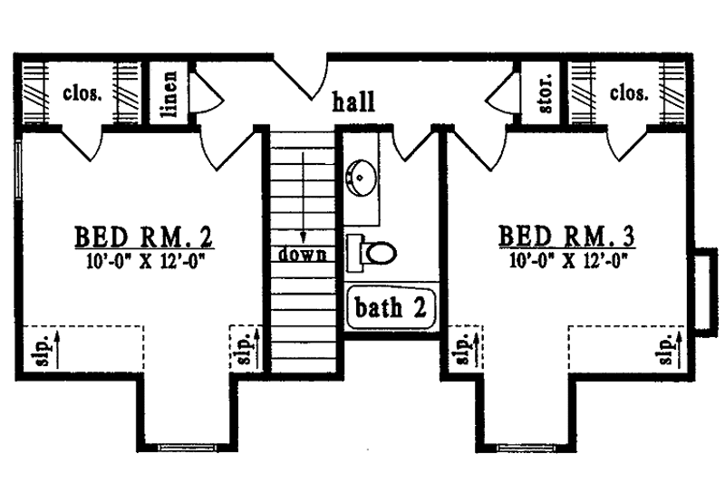 Home Plan - Floor Plan - Upper Floor for Country House Plan #42-437 - 3 bed, 2.5 bath