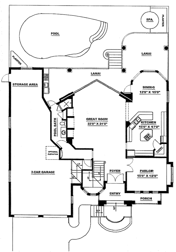 House Design - Mediterranean Floor Plan - Main Floor Plan #1017-151