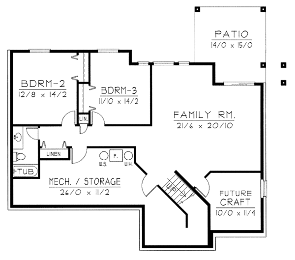 House Plan Design - Traditional Floor Plan - Lower Floor Plan #1037-43