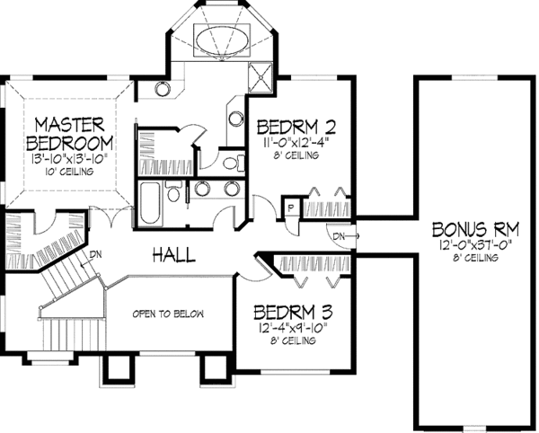 Dream House Plan - Traditional Floor Plan - Upper Floor Plan #51-949