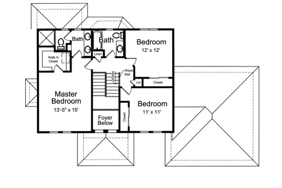 Floor Plan - Upper Floor for Traditional House Plan #46-871 - 4 bed, 2.5 bath