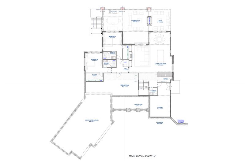 House Plan Design - Floor Plan - Lower Floor for Traditional House Plan #1069-33 - 2 bed, 2.5 bath