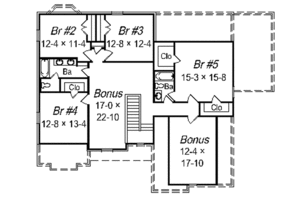 Floor Plan - Upper Floor for Traditional House Plan #329-135 - 5 bed, 3.5 bath