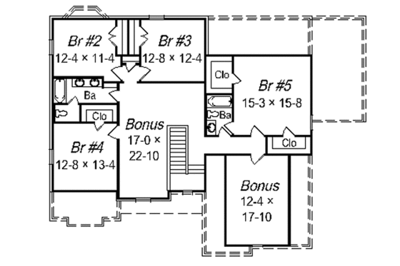 Floor Plan - Upper Floor for Traditional House Plan #329-135 - 5 bed, 3.5 bath