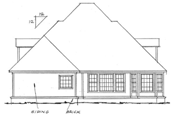Exterior - Rear Elevation for Farmhouse House Plan #20-331 - 4 bed, 2.5 bath