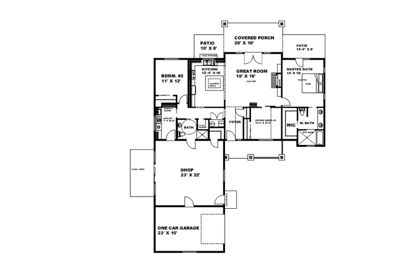 Home Plan - Floor Plan - Main Floor for Craftsman House Plan #117-937 - 2 bed, 2 bath