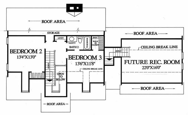 Architectural House Design - Colonial Floor Plan - Upper Floor Plan #137-180