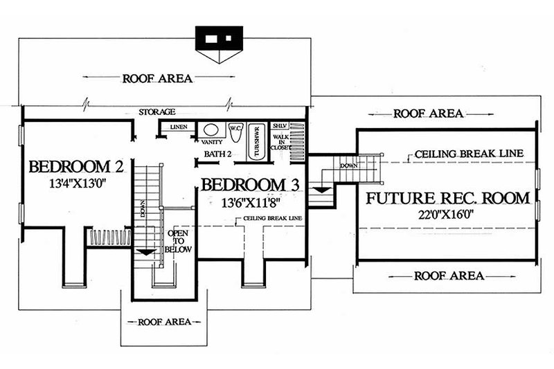 Home Plan - Floor Plan - Upper Floor for Colonial House Plan #137-180 - 3 bed, 2.5 bath