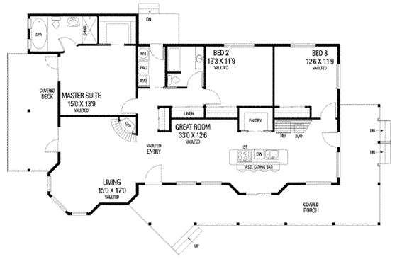 Floor Plan - Main Floor for Traditional House Plan #60-567 - 3 bed, 2 bath