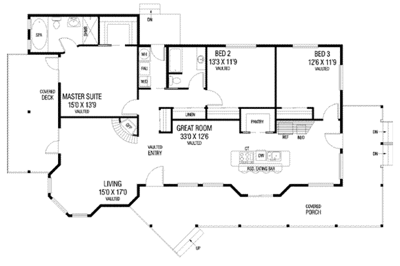 Home Plan - Floor Plan - Main Floor for Traditional House Plan #60-567 - 3 bed, 2 bath