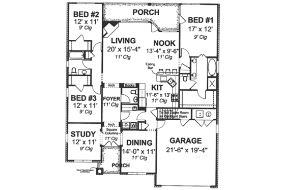 Floor Plan - Main Floor for Traditional House Plan #20-1873 - 3 bed, 3 bath