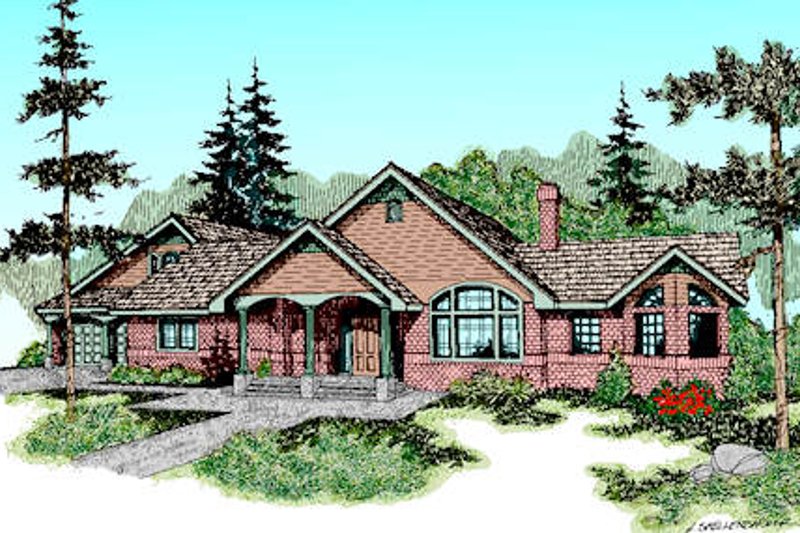 Architectural House Design - Country Exterior - Front Elevation Plan #60-223