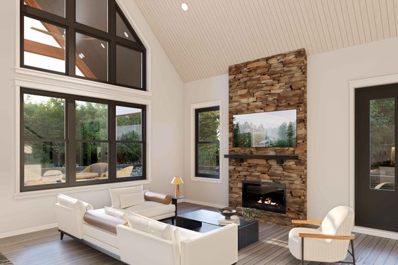 Interior - Family Room for Cabin House Plan #932-1342 - 3 bed, 2.5 bath