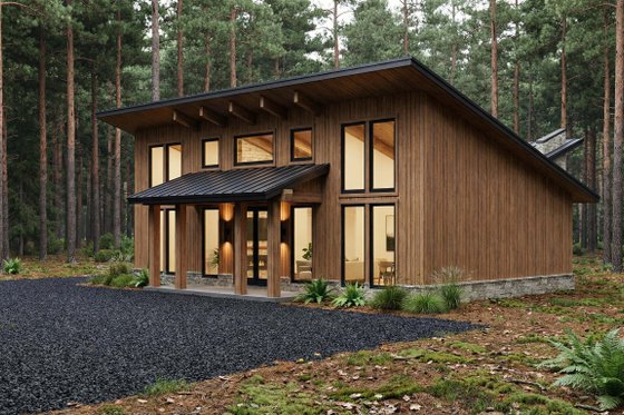 Exterior - Front Elevation 4 for Modern House Plan #923-471 - 3 bed, 2 bath