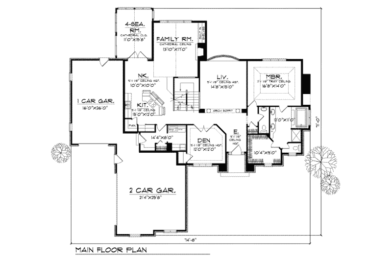 Architectural House Design - Floor Plan - Main Floor for Modern House Plan #70-459 - 4 bed, 2.5 bath