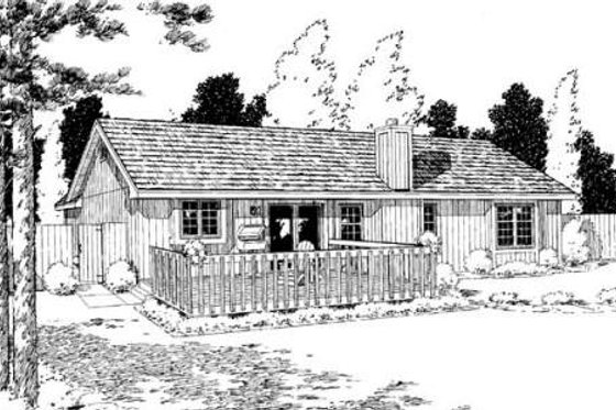 Exterior - Rear Elevation for Ranch House Plan #312-417 - 3 bed, 2 bath