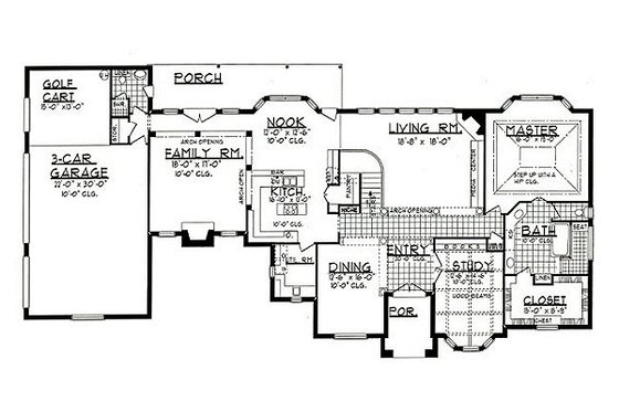 Floor Plan - Main Floor for European House Plan #62-144 - 4 bed, 3.5 bath