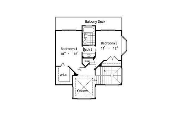 Floor Plan - Upper Floor for Mediterranean House Plan #417-345 - 4 bed, 3 bath