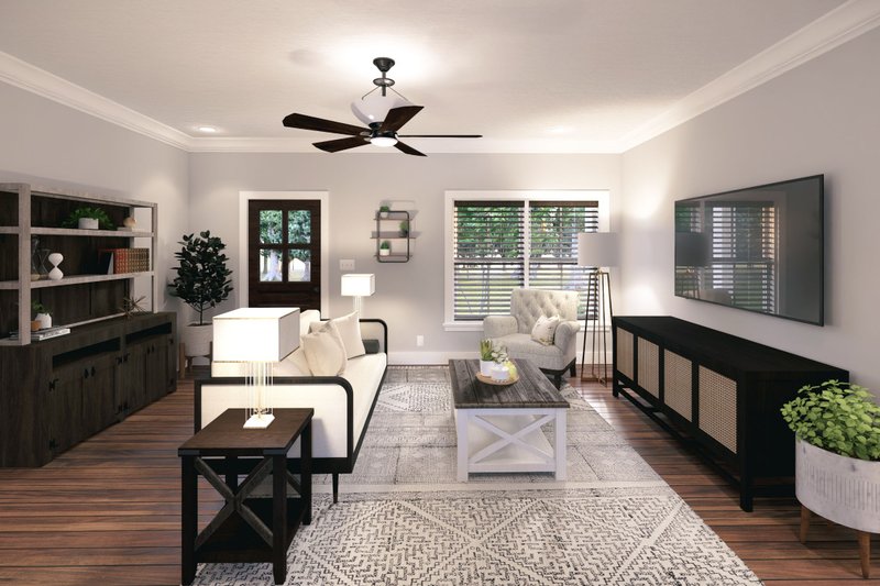 Home Plan - Interior - Family Room for Farmhouse House Plan #44-227 - 3 bed, 2 bath