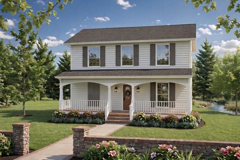 House Blueprint - Exterior - Front Elevation 2 for Cottage House Plan #21-647 - 3 bed, 2 bath