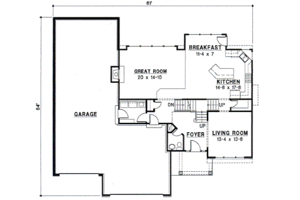 Floor Plan - Main Floor for Traditional House Plan #67-257 - 4 bed, 4 bath