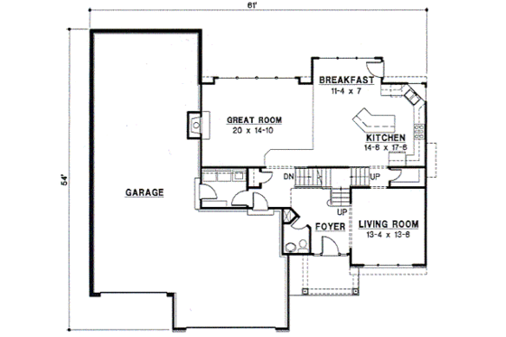Floor Plan - Main Floor for Traditional House Plan #67-257 - 4 bed, 4 bath