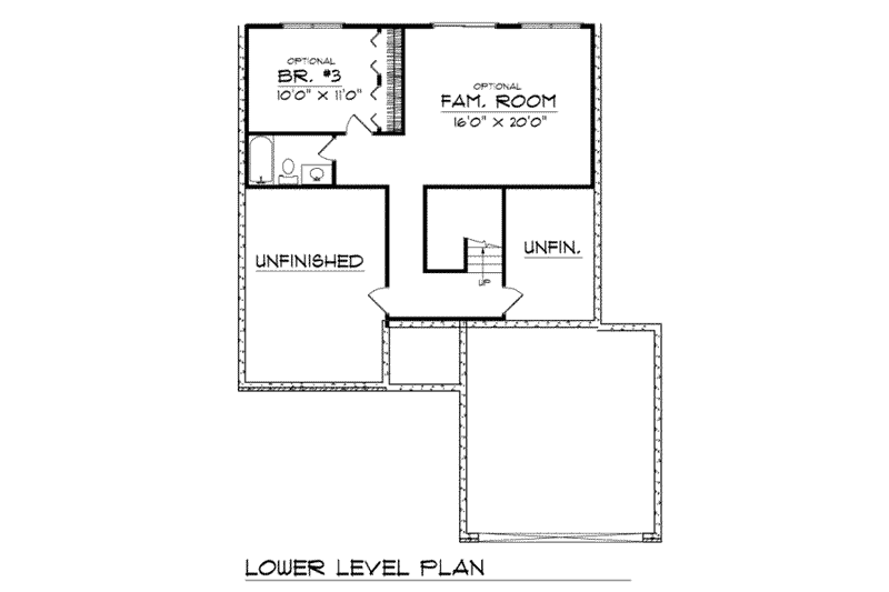 Home Plan - Floor Plan - Lower Floor for Traditional House Plan #70-107 - 2 bed, 2 bath