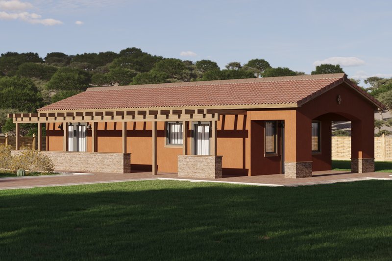 House Blueprint - Exterior - Front Elevation 2 for Mediterranean House Plan #1106-89 - 1 bed, 1 bath