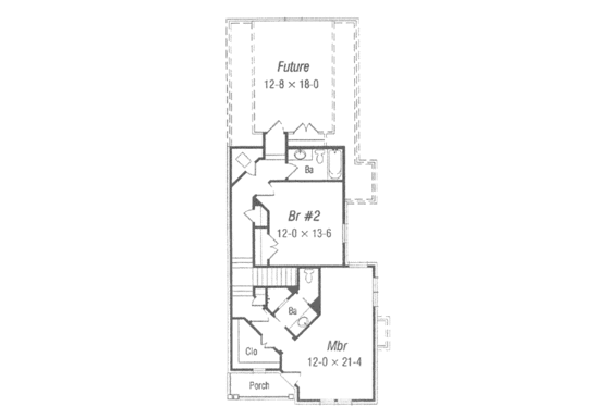 Floor Plan - Upper Floor for Colonial House Plan #329-133 - 2 bed, 2.5 bath