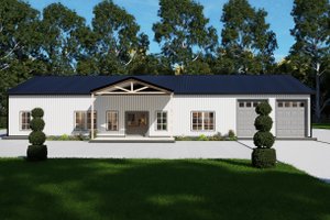 Barndominium Exterior - Front Elevation Plan #1107-49