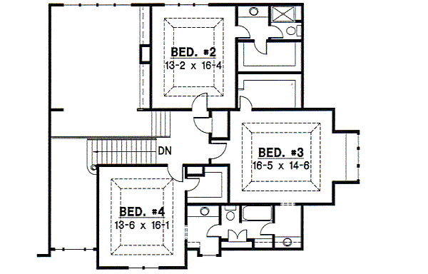 European Floor Plan - Upper Floor Plan #67-300
