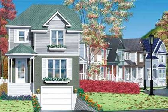 Exterior - Front Elevation for Victorian House Plan #25-4228 - 3 bed, 1.5 bath