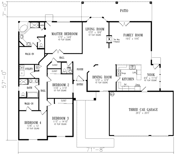 Ranch Floor Plan - Main Floor Plan #1-630