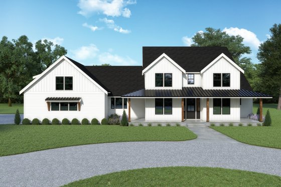 Exterior - Front Elevation 1 for Farmhouse House Plan #1070-194 - 3 bed, 3.5 bath