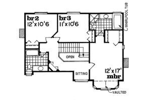 Floor Plan - Upper Floor for Traditional House Plan #47-265 - 3 bed, 2.5 bath