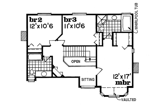 Floor Plan - Upper Floor for Traditional House Plan #47-265 - 3 bed, 2.5 bath