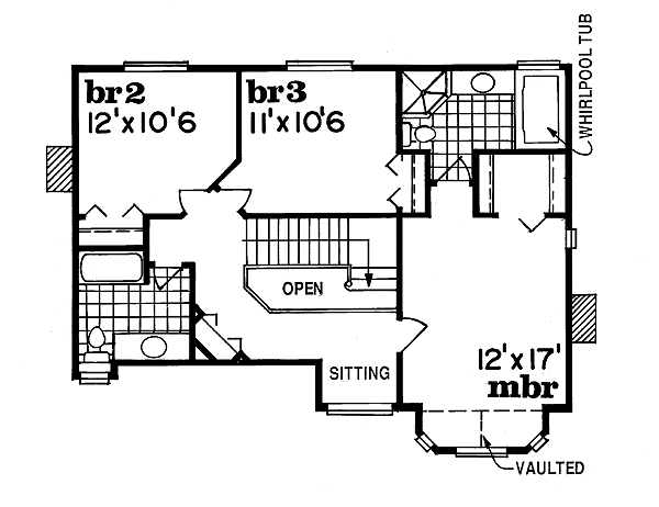 Traditional Floor Plan - Upper Floor Plan #47-265